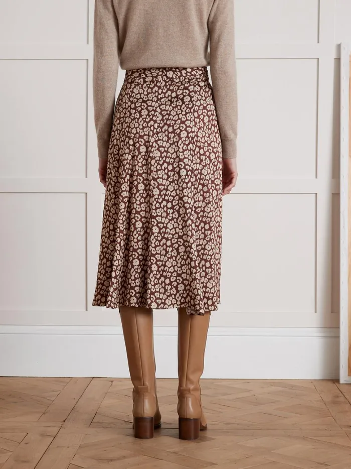 Women Clothing Cyrillus Leopard Print MidLength Skirt Imp Fauve