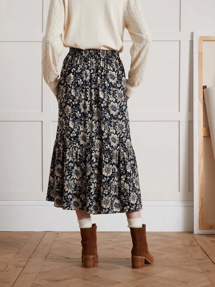 Women Clothing Cyrillus MidLength Pablo Piatti Print Skirt Imp Rosae
