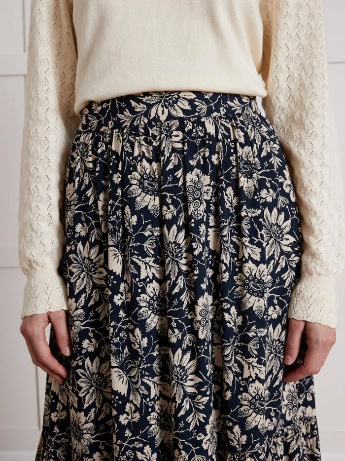Women Clothing Cyrillus MidLength Pablo Piatti Print Skirt Imp Rosae