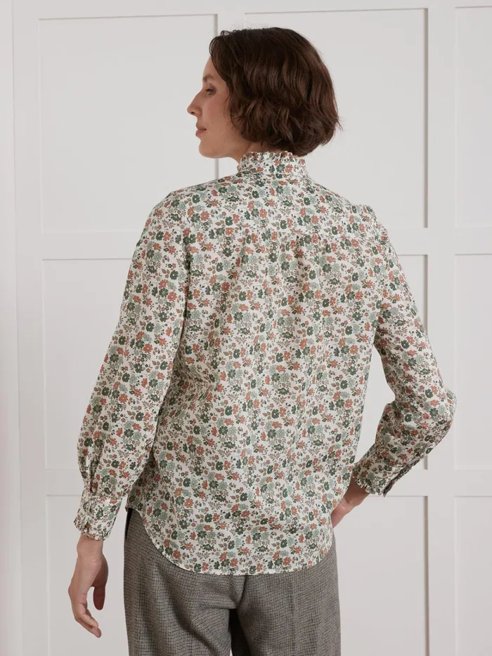 Women Clothing Cyrillus Shirt With Ruffled Collar Made With Liberty Fabric 8211 The Limited Collection Lib Capel Floret