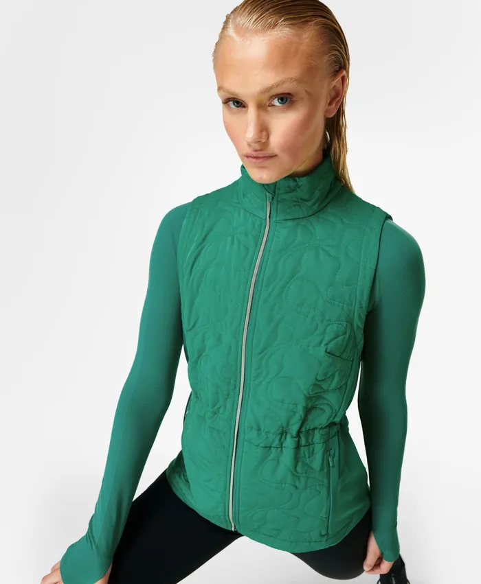 Women Coats and Jackets Sweaty Betty Fast Track Thermal Gilet Wave Green
