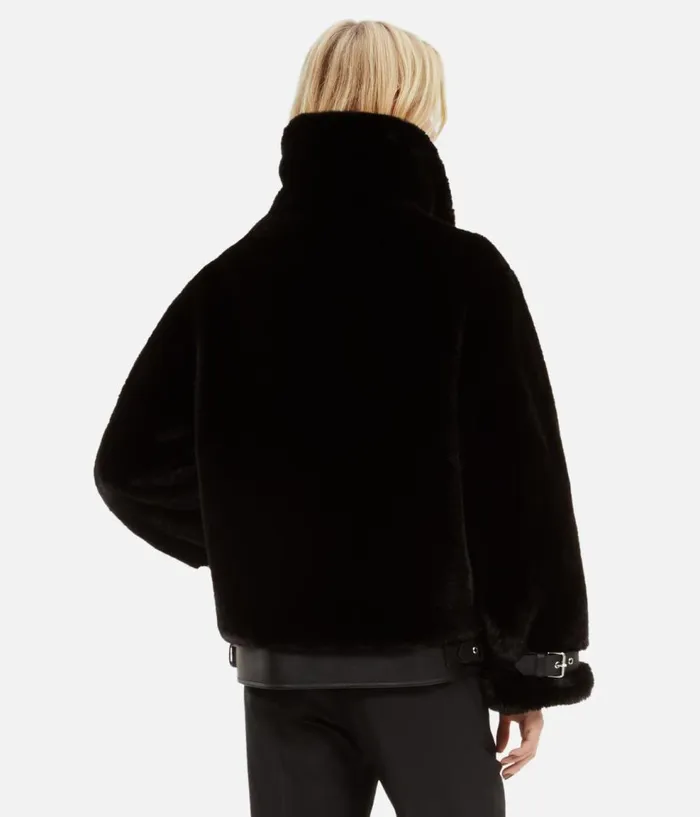 Women Coats and Jackets THE KOOPLES Black Fureffect Aviator Jacket Women Coats and Jackets THE KOOPLES Black Fureffect Aviator Jacket