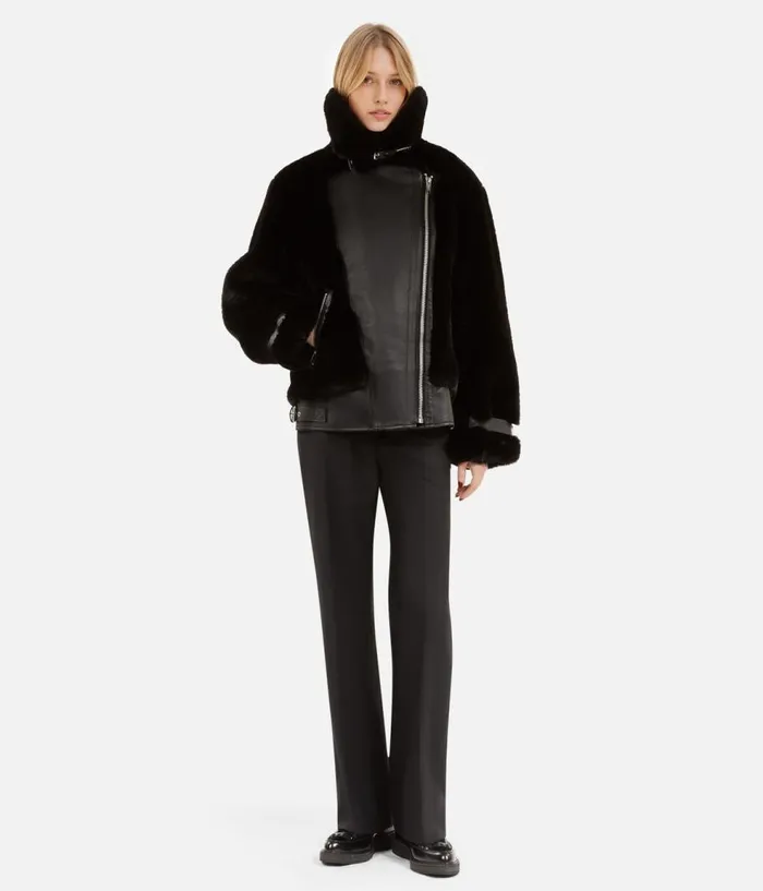 Women Coats and Jackets THE KOOPLES Black Fureffect Aviator Jacket Women Coats and Jackets THE KOOPLES Black Fureffect Aviator Jacket