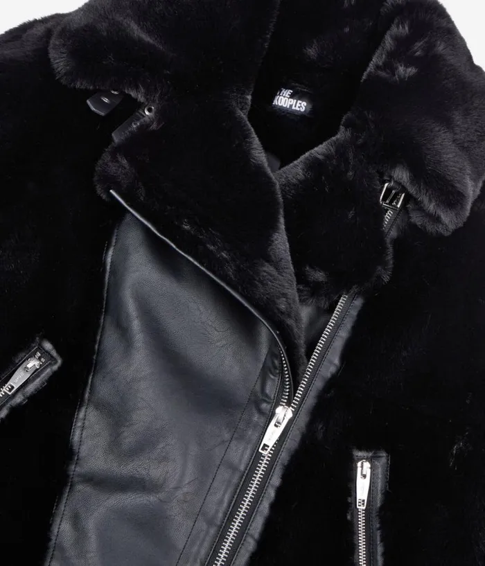 Women Coats and Jackets THE KOOPLES Black Fureffect Aviator Jacket Women Coats and Jackets THE KOOPLES Black Fureffect Aviator Jacket