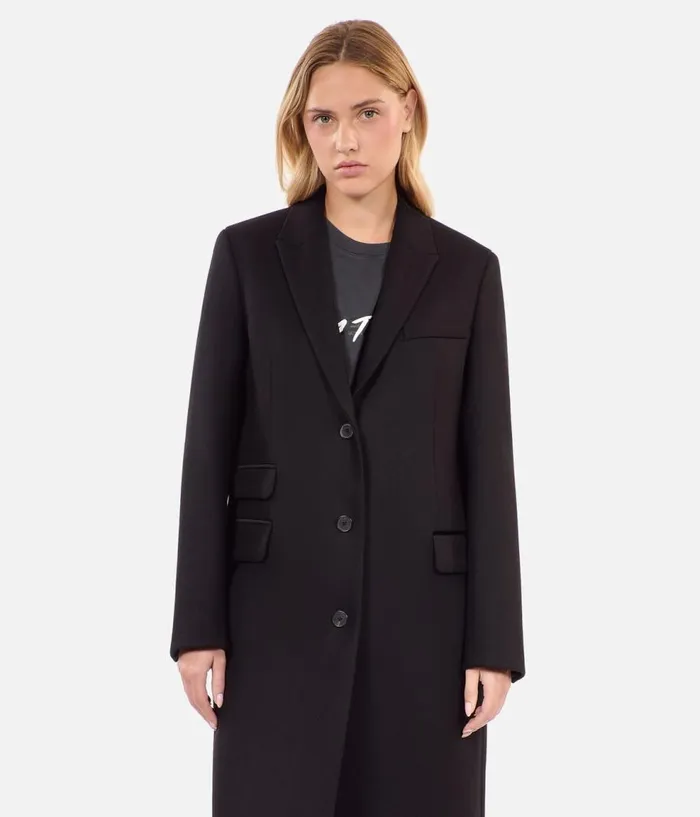 Women Coats and Jackets THE KOOPLES Long Black Woolblend Coat Women Coats and Jackets THE KOOPLES Long Black Woolblend Coat