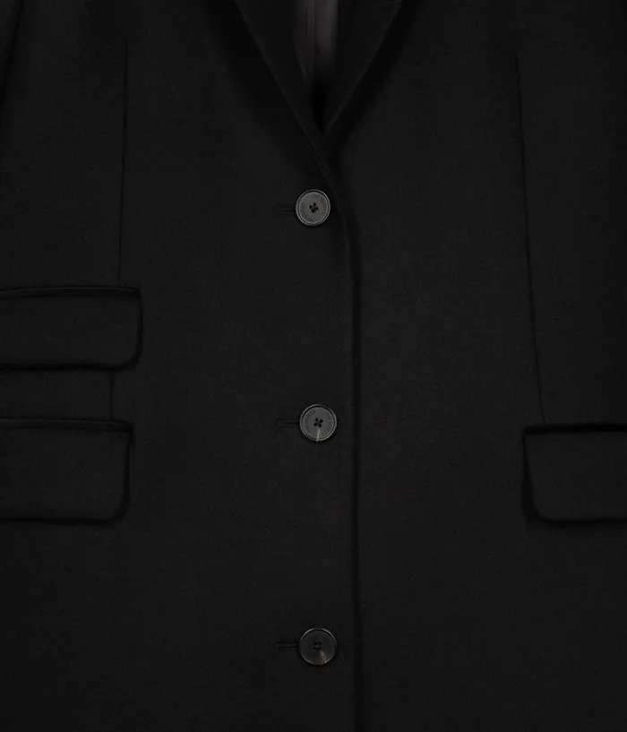 Women Coats and Jackets THE KOOPLES Long Black Woolblend Coat Women Coats and Jackets THE KOOPLES Long Black Woolblend Coat