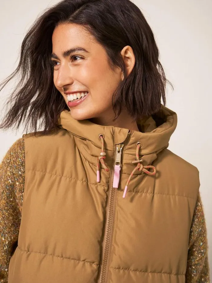Women COATS and JACKETS White Stuff Ember Quilted Gilet Mid Tan