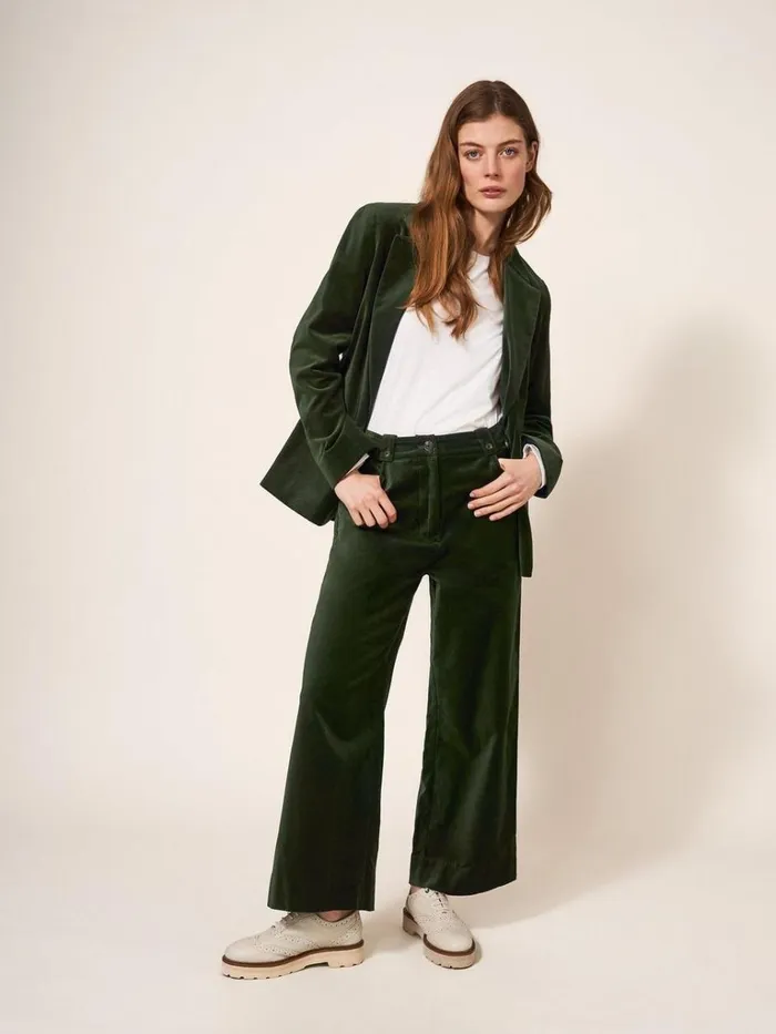 Women COATS and JACKETS White Stuff Evelyn Velvet Blazer Dark Green Women COATS and JACKETS White Stuff Evelyn Velvet Blazer Dark Green