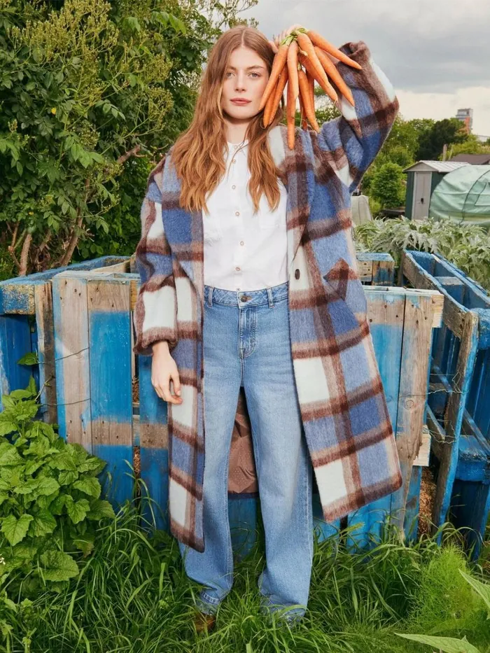 Women COATS and JACKETS White Stuff Lara Check Coat Blue Multi Women COATS and JACKETS White Stuff Lara Check Coat Blue Multi