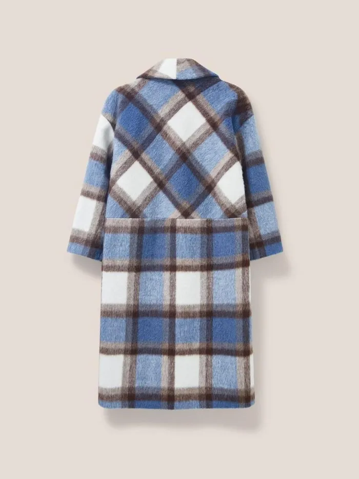 Women COATS and JACKETS White Stuff Lara Check Coat Blue Multi Women COATS and JACKETS White Stuff Lara Check Coat Blue Multi