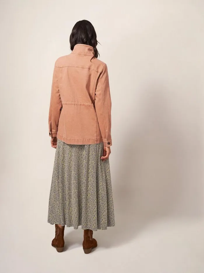 Women COATS and JACKETS White Stuff Leighton Clay Dye Denim Jacket Mid Coral