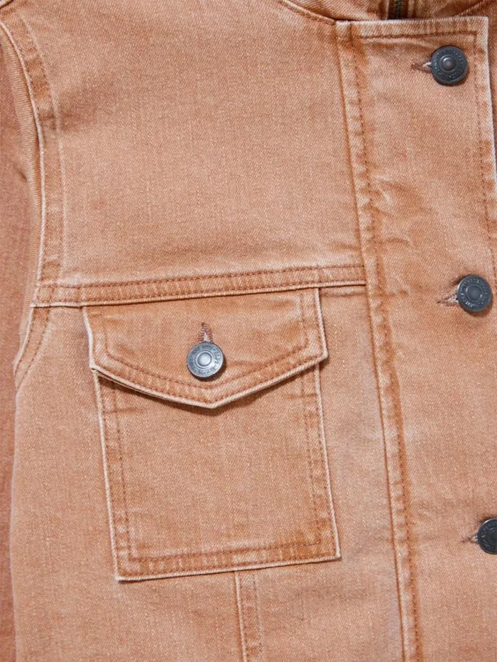 Women COATS and JACKETS White Stuff Leighton Clay Dye Denim Jacket Mid Coral