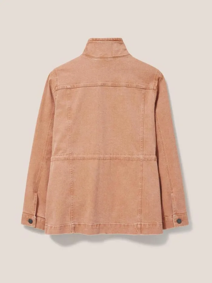 Women COATS and JACKETS White Stuff Leighton Clay Dye Denim Jacket Mid Coral