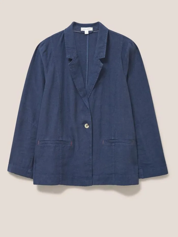 Women COATS and JACKETS White Stuff Scarlett Linen Blend Blazer Dark Navy Women COATS and JACKETS White Stuff Scarlett Linen Blend Blazer Dark Navy
