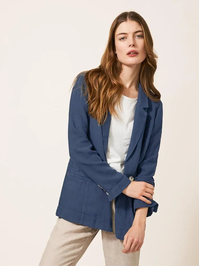 Women COATS and JACKETS White Stuff Scarlett Linen Blend Blazer Dark Navy Women COATS and JACKETS White Stuff Scarlett Linen Blend Blazer Dark Navy
