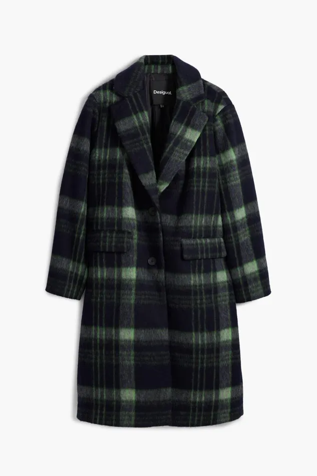 Women Coats And Jackets Desigual Long Checkered Coat
