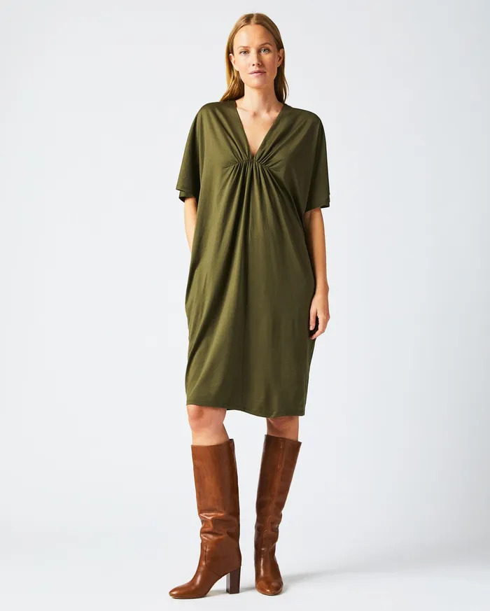 Women Cocoon Knit Dress Dark Green Billy Reid Dresses