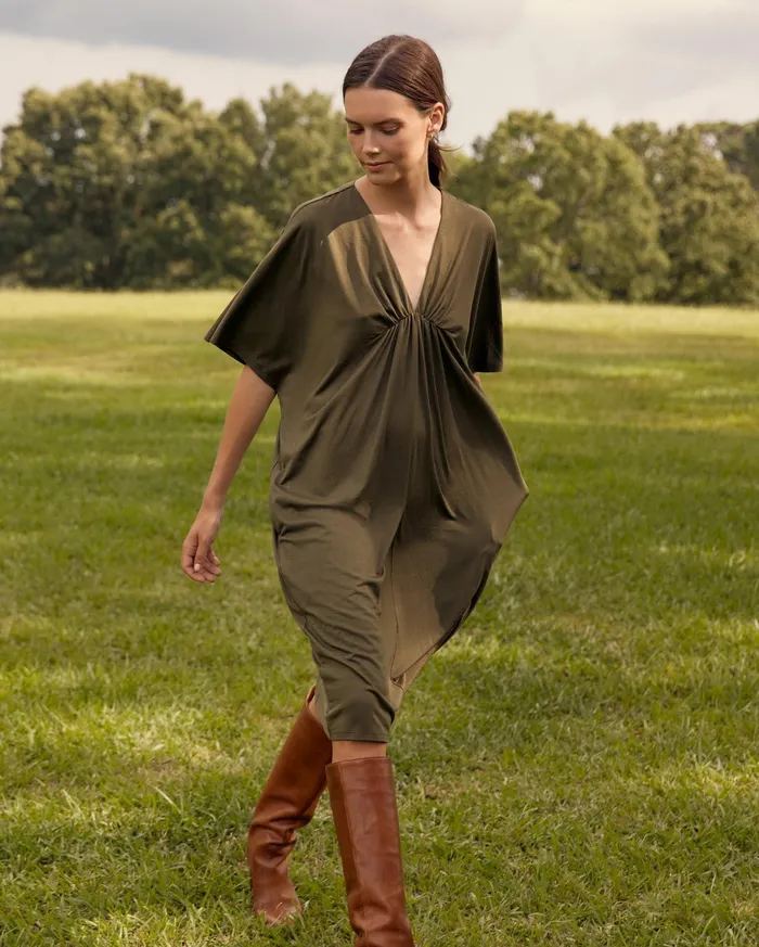 Women Cocoon Knit Dress Dark Green Billy Reid Dresses