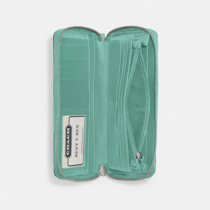 Women Continental Wallet Silverfaded Blue Coach Large Wallets