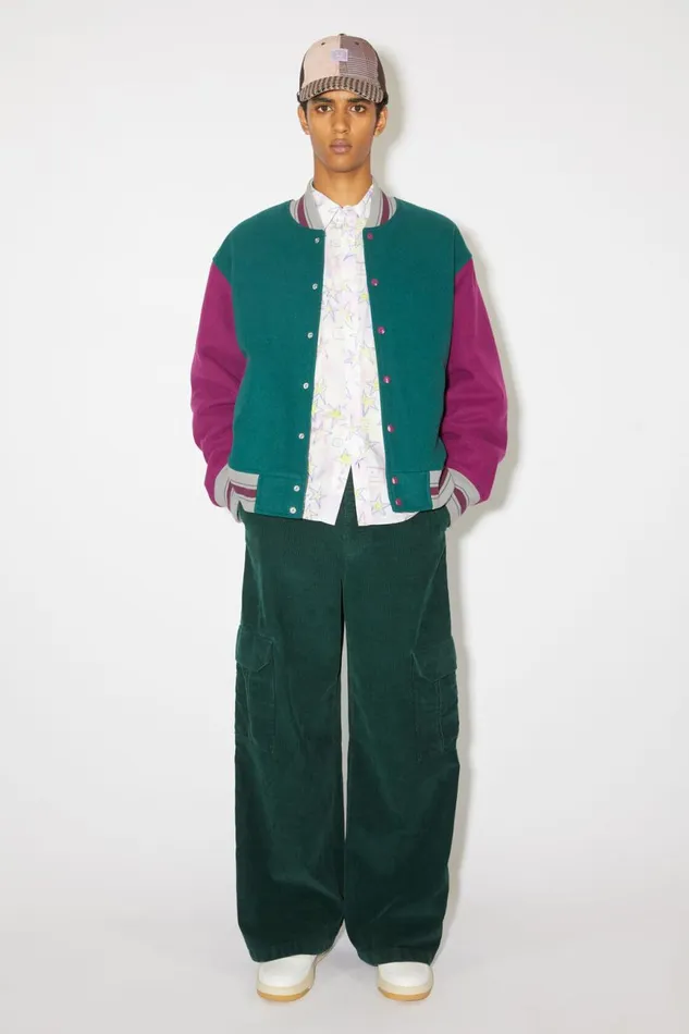 Women Corduroy Cargo Trousers Night Green Acne Studios Trousers