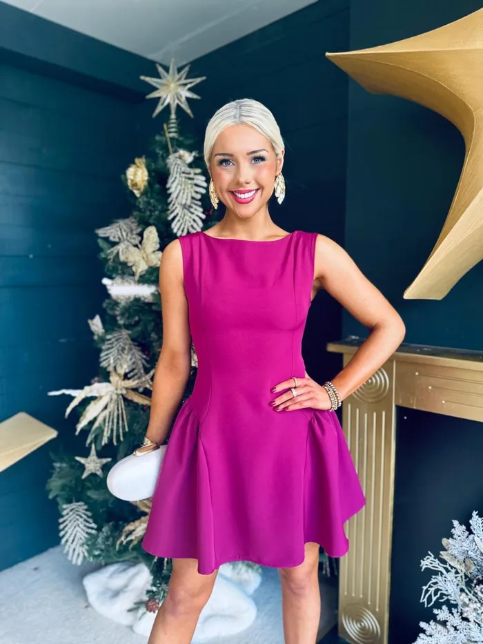 Women Day Dress Canella Lane Andrea Detailed Mini Dress Berry