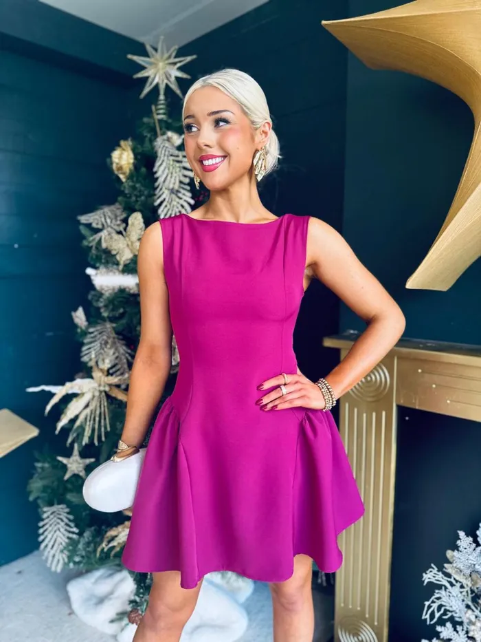 Women Day Dress Canella Lane Andrea Detailed Mini Dress Berry