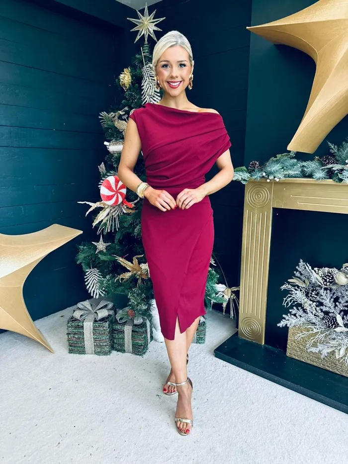 Women Day Dress Canella Lane Ariana Asymmetric Midi Dress Wine