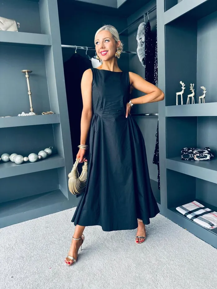 Women Day Dress Canella Lane Erika Detailed Midi Dress Black