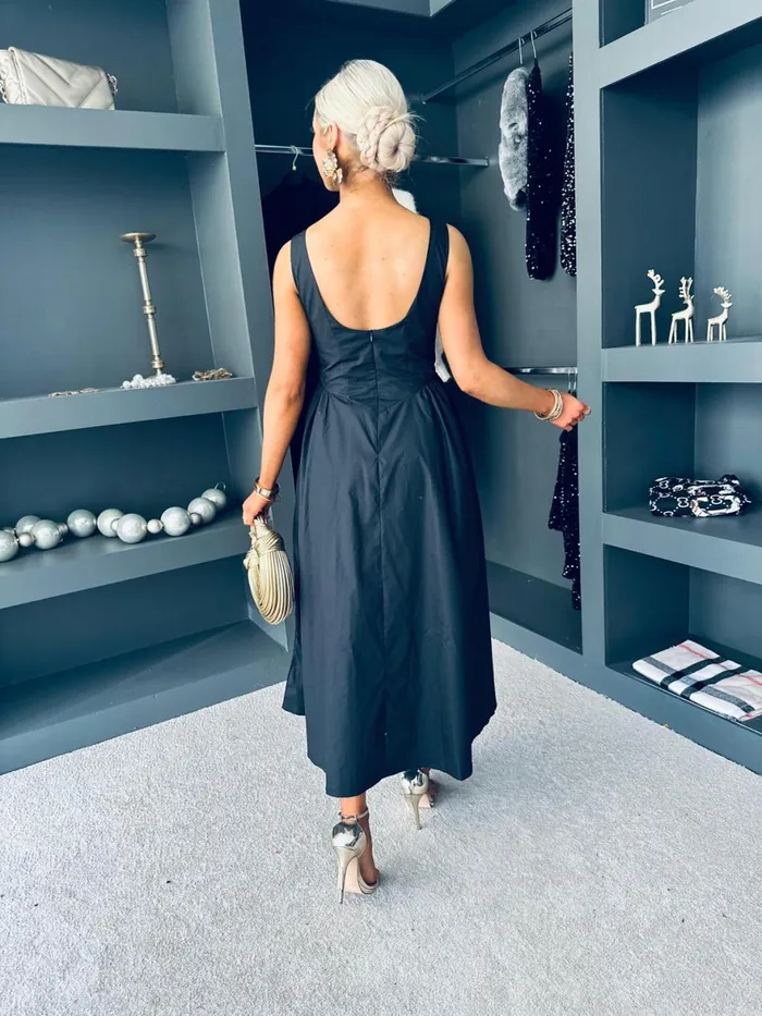 Women Day Dress Canella Lane Erika Detailed Midi Dress Black