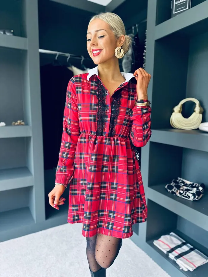 Women Day Dress Canella Lane Noelle Detailed Mini Dress Red