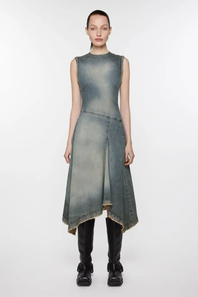 Women Demin Sleeveless Dress Mid Blue Acne Studios Dresses