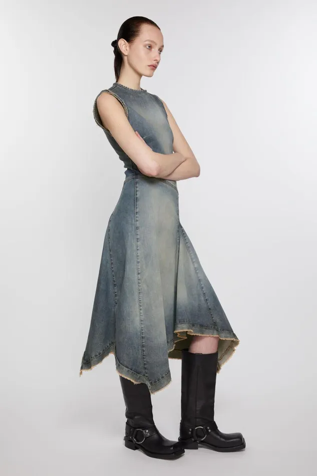 Women Demin Sleeveless Dress Mid Blue Acne Studios Dresses