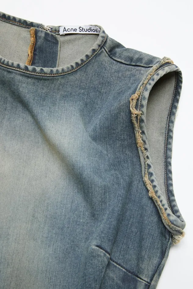 Women Demin Sleeveless Dress Mid Blue Acne Studios Dresses