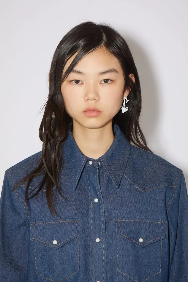Women Denim Buttonup Shirt Indigo Blue Acne Studios Shirts and Blouses