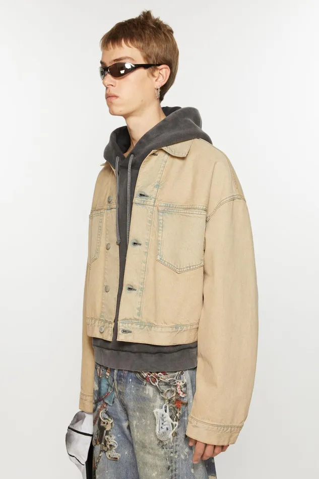 Women Denim Jacket 8211 Oversized Cropped Fit Light Sand Acne Studios Outerwear