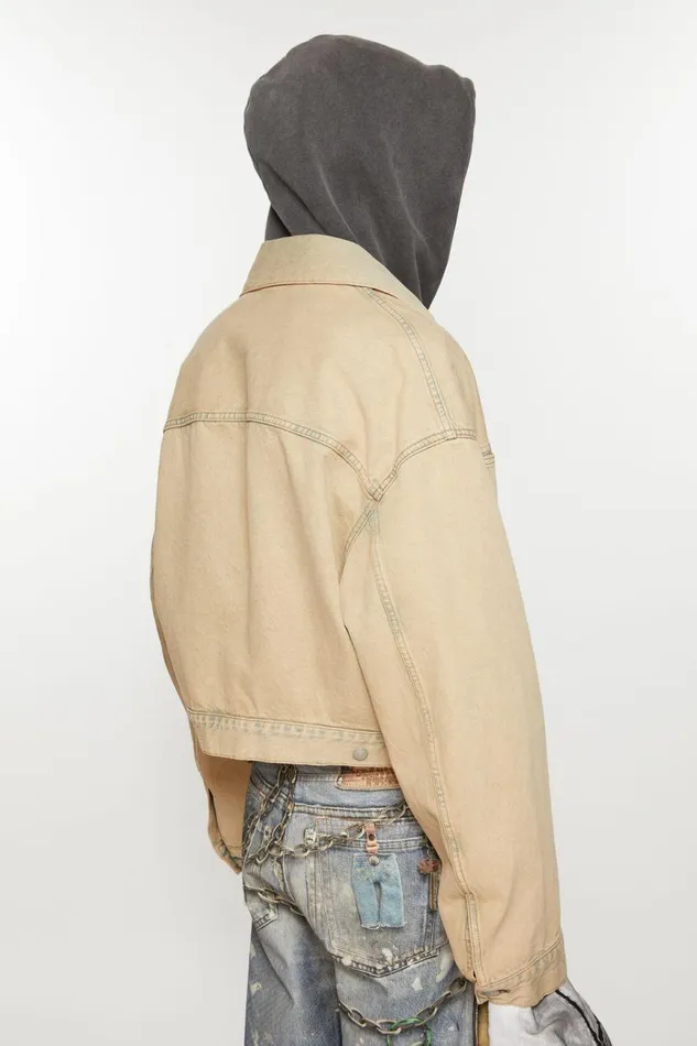 Women Denim Jacket 8211 Oversized Cropped Fit Light Sand Acne Studios Outerwear