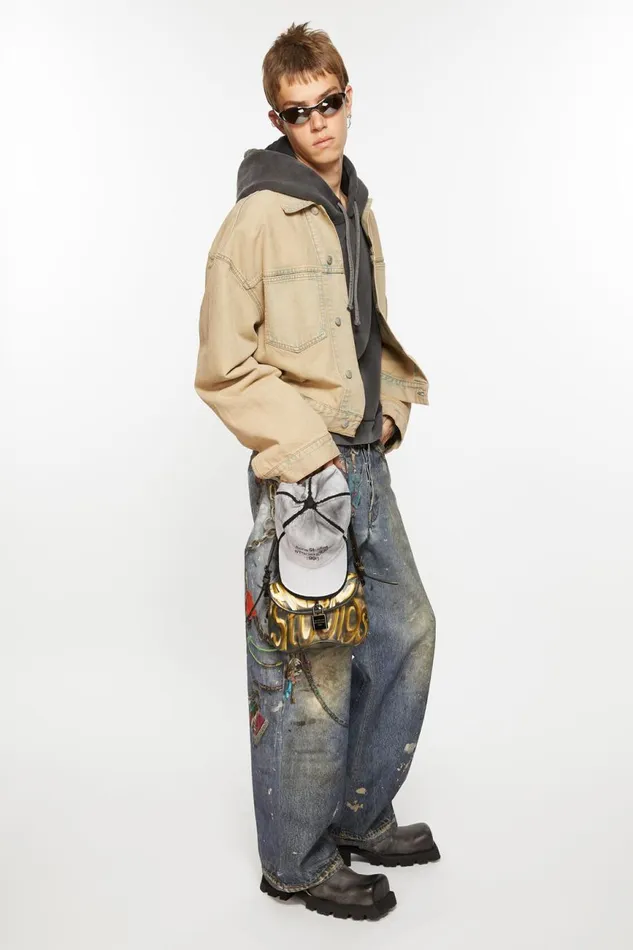 Women Denim Jacket 8211 Oversized Cropped Fit Light Sand Acne Studios Outerwear