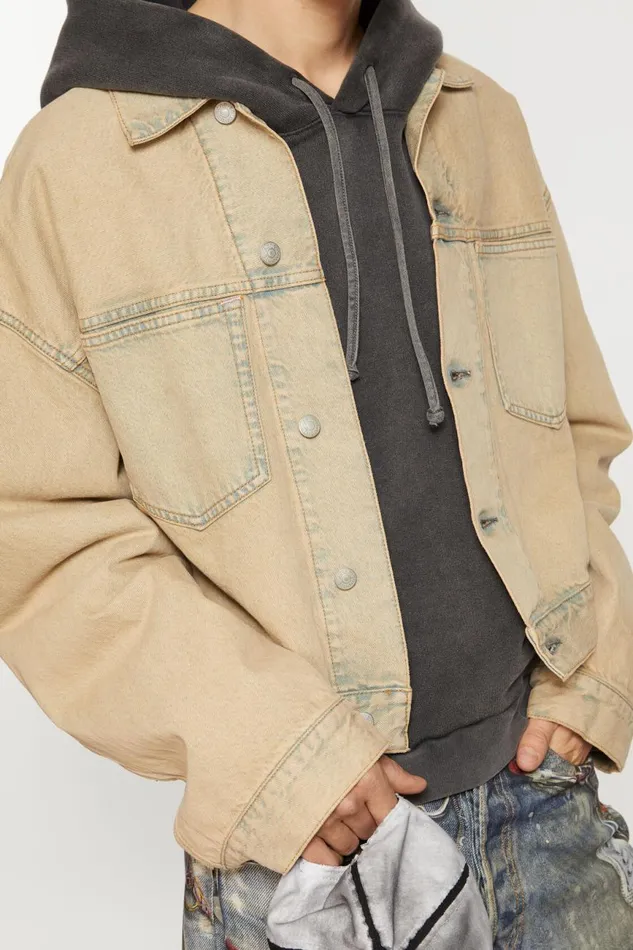 Women Denim Jacket 8211 Oversized Cropped Fit Light Sand Acne Studios Outerwear