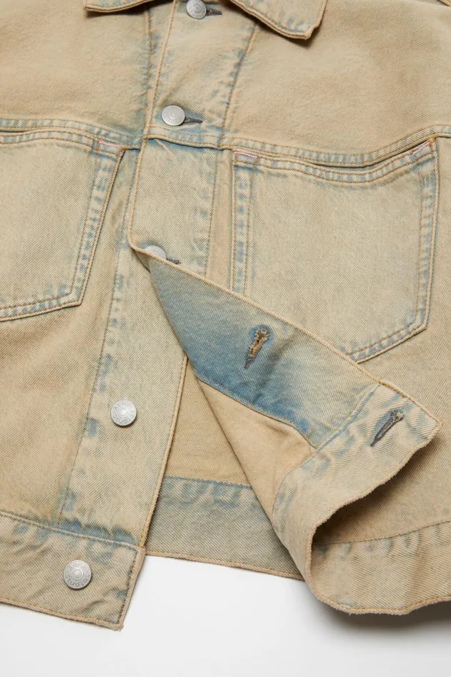 Women Denim Jacket 8211 Oversized Cropped Fit Light Sand Acne Studios Outerwear