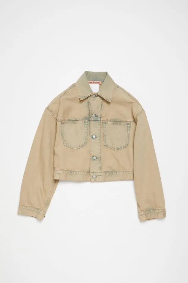 Women Denim Jacket 8211 Oversized Cropped Fit Light Sand Acne Studios Outerwear