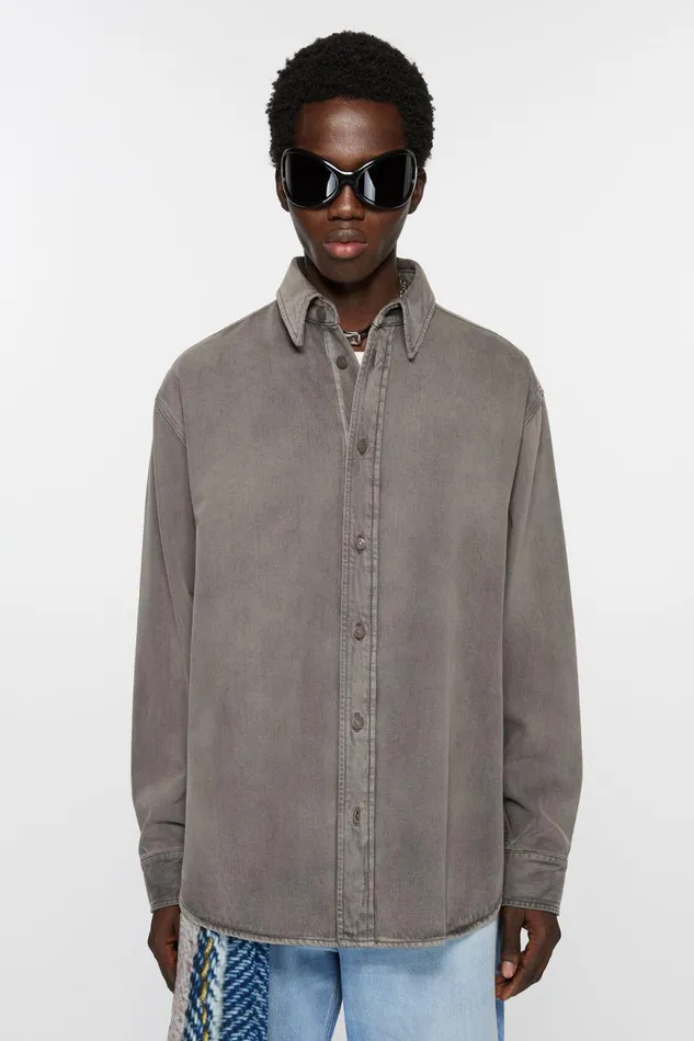 Women Denim Shirt 8211 Loose Fit Anthracite Grey Acne Studios Shirts and Blouses