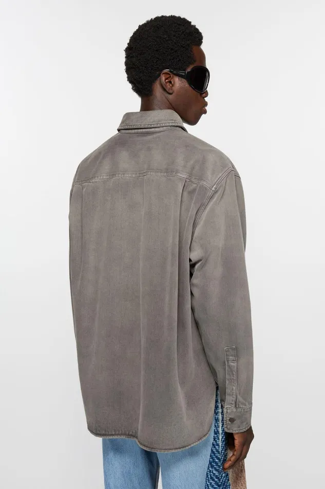 Women Denim Shirt 8211 Loose Fit Anthracite Grey Acne Studios Shirts and Blouses