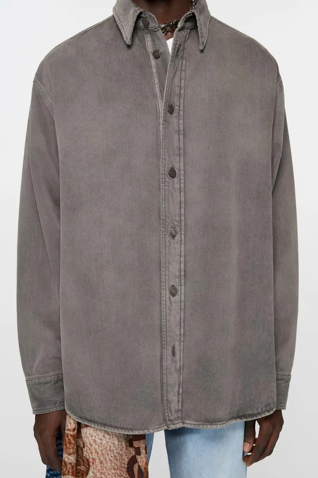Women Denim Shirt 8211 Loose Fit Anthracite Grey Acne Studios Shirts and Blouses