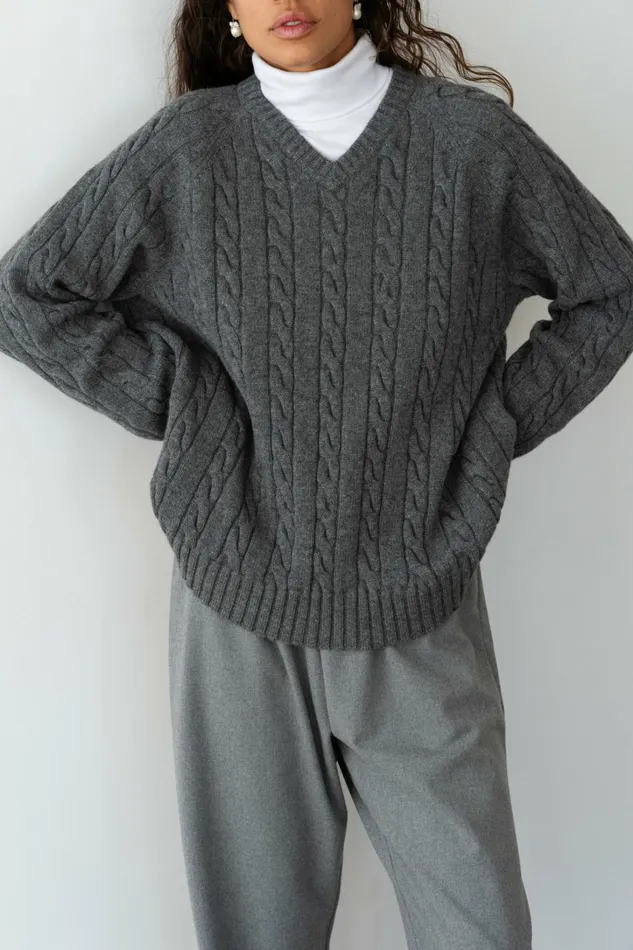 Women DONNI Sweaters The Cable VNeck Sweater