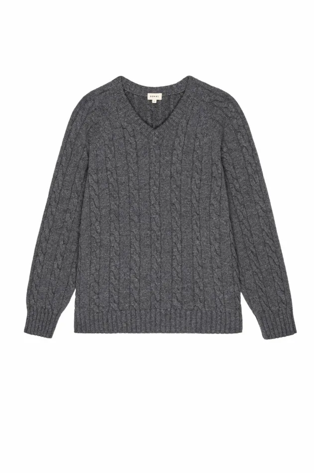 Women DONNI Sweaters The Cable VNeck Sweater