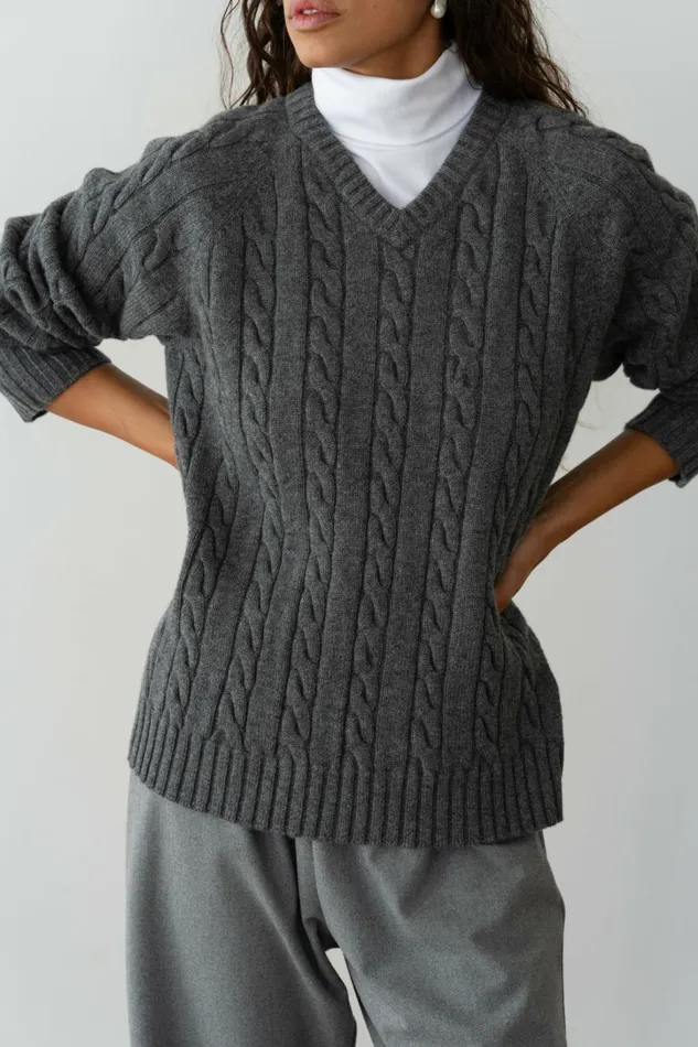 Women DONNI Sweaters The Cable VNeck Sweater