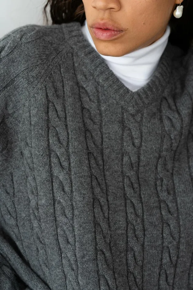 Women DONNI Sweaters The Cable VNeck Sweater