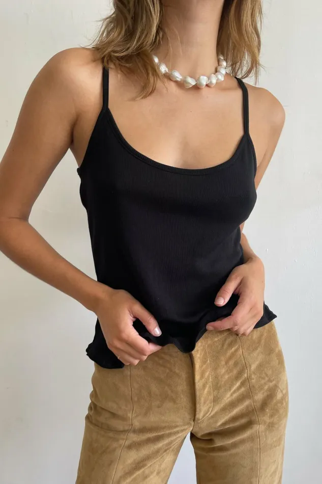 Women DONNI Tops Rib Spaghetti Tank