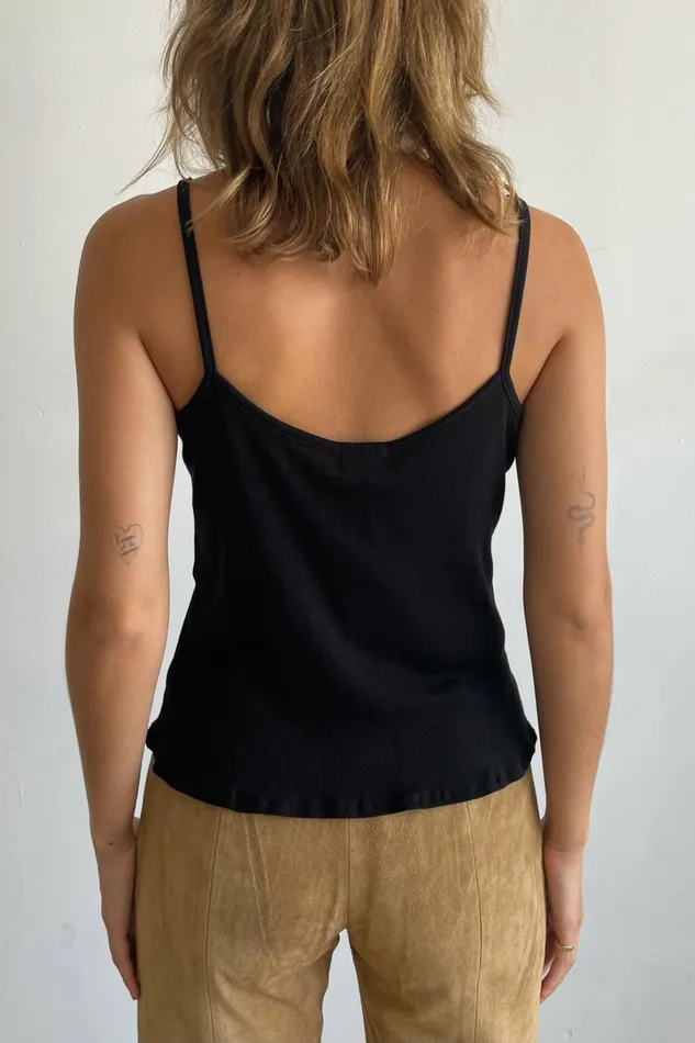 Women DONNI Tops Rib Spaghetti Tank