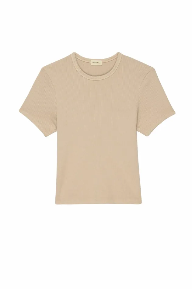 Women DONNI Tops Rib Tee Oat